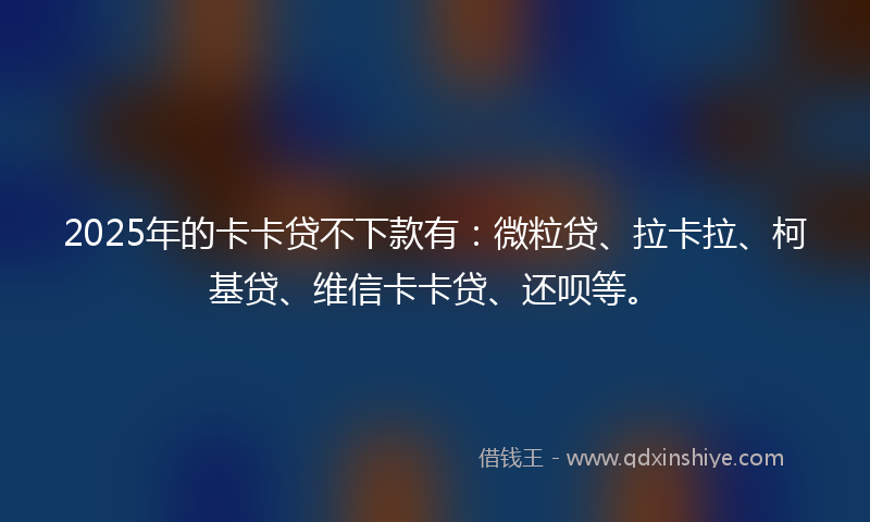 2025年的卡卡贷不下款有：微粒贷、拉卡拉、柯基贷、维信卡卡贷、还呗等。