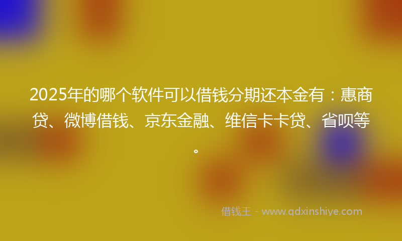 2025年的哪个软件可以借钱分期还本金有：惠商贷、微博借钱、京东金融、维信卡卡贷、省呗等。