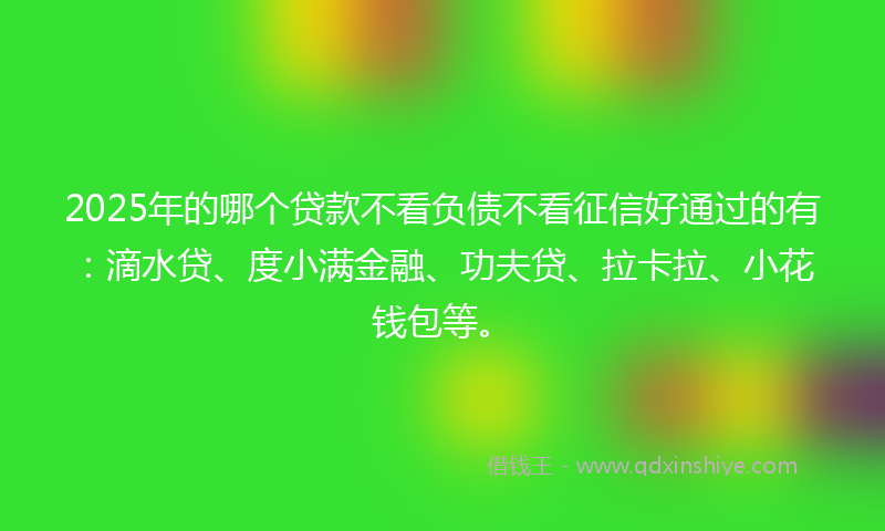 2025年的哪个贷款不看负债不看征信好通过的有：滴水贷、度小满金融、功夫贷、拉卡拉、小花钱包等。