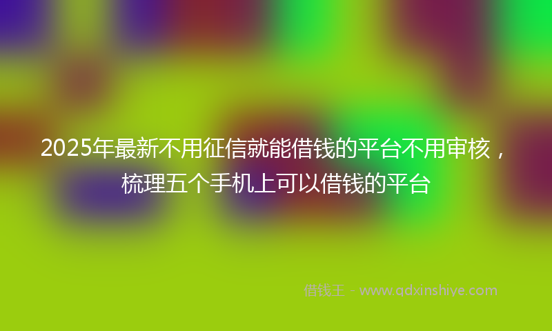 2025年最新不用征信就能借钱的平台不用审核，梳理五个手机上可以借钱的平台