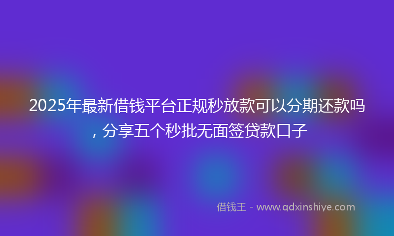 2025年最新借钱平台正规秒放款可以分期还款吗，分享五个秒批无面签贷款口子