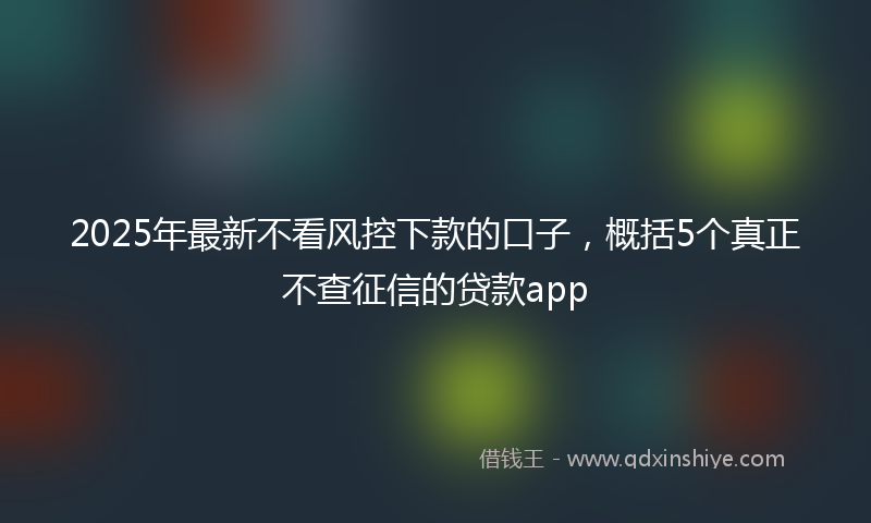 2025年最新不看风控下款的口子，概括5个真正不查征信的贷款app