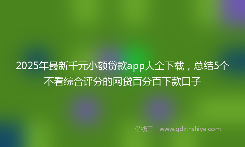 2025年最新千元小额贷款app大全下载，总结5个不看综合评分的网贷百分百下款口子