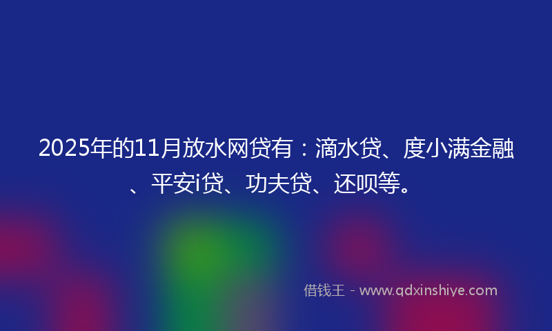 2025年的11月放水网贷有：滴水贷、度小满金融、平安i贷、功夫贷、还呗等。