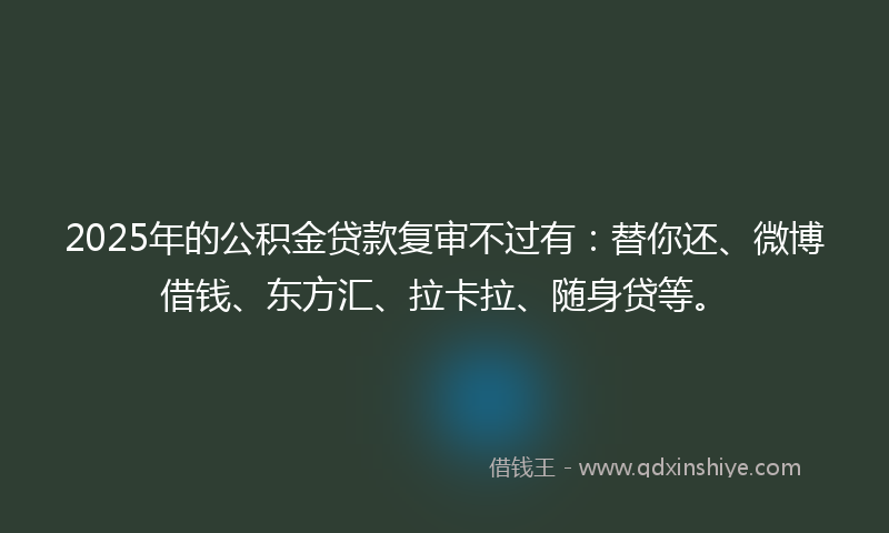 2025年的公积金贷款复审不过有：替你还、微博借钱、东方汇、拉卡拉、随身贷等。