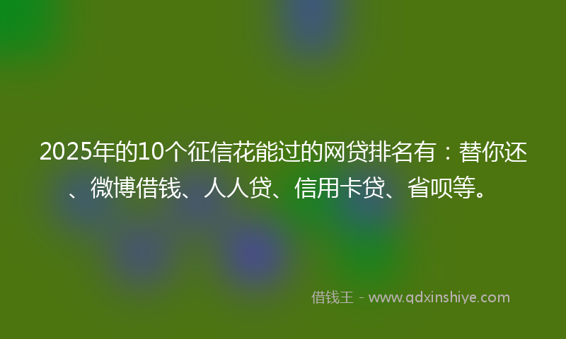 2025年的10个征信花能过的网贷排名有：替你还、微博借钱、人人贷、信用卡贷、省呗等。