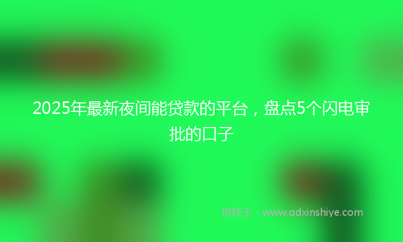 2025年最新夜间能贷款的平台，盘点5个闪电审批的口子