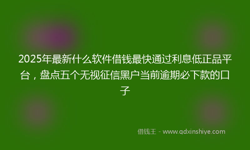 2025年最新什么软件借钱最快通过利息低正品平台，盘点五个无视征信黑户当前逾期必下款的口子