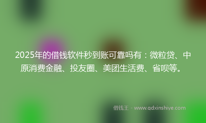 2025年的借钱软件秒到账可靠吗有：微粒贷、中原消费金融、投友圈、美团生活费、省呗等。