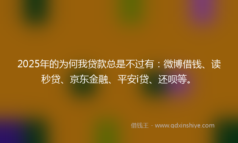2025年的为何我贷款总是不过有：微博借钱、读秒贷、京东金融、平安i贷、还呗等。