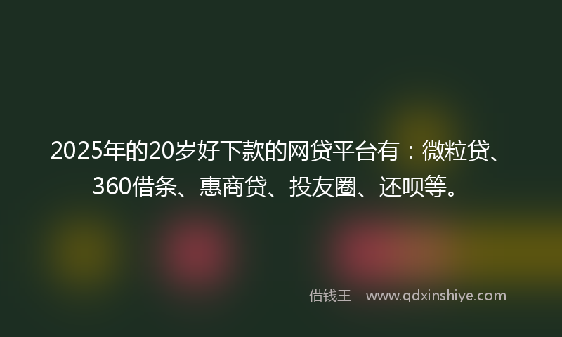 2025年的20岁好下款的网贷平台有：微粒贷、360借条、惠商贷、投友圈、还呗等。