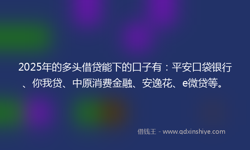 2025年的多头借贷能下的口子有：平安口袋银行、你我贷、中原消费金融、安逸花、e微贷等。