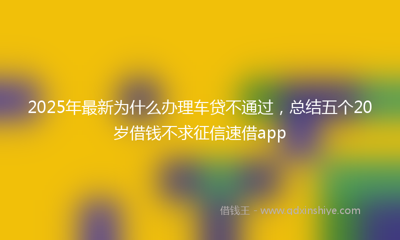 2025年最新为什么办理车贷不通过，总结五个20岁借钱不求征信速借app