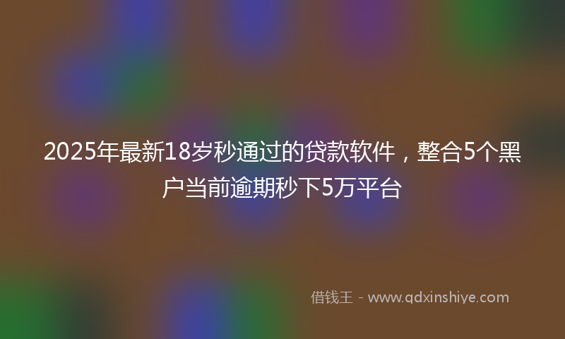 2025年最新18岁秒通过的贷款软件，整合5个黑户当前逾期秒下5万平台
