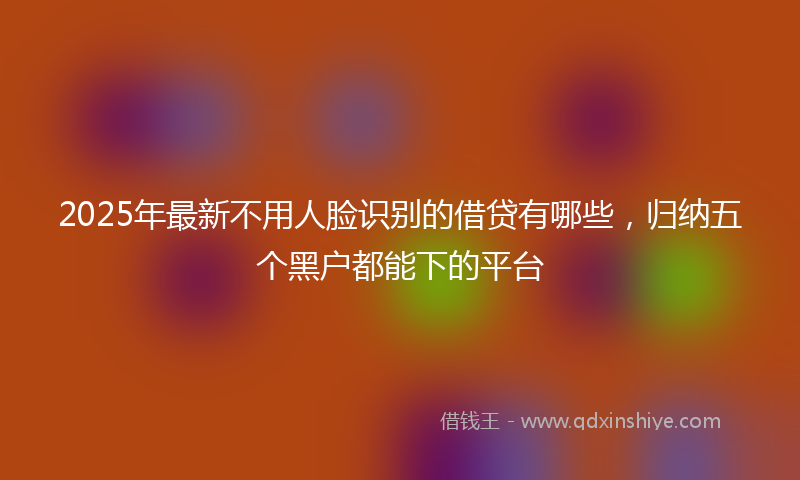 2025年最新不用人脸识别的借贷有哪些，归纳五个黑户都能下的平台