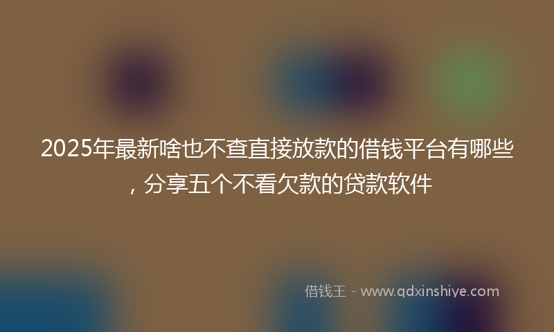 2025年最新啥也不查直接放款的借钱平台有哪些，分享五个不看欠款的贷款软件