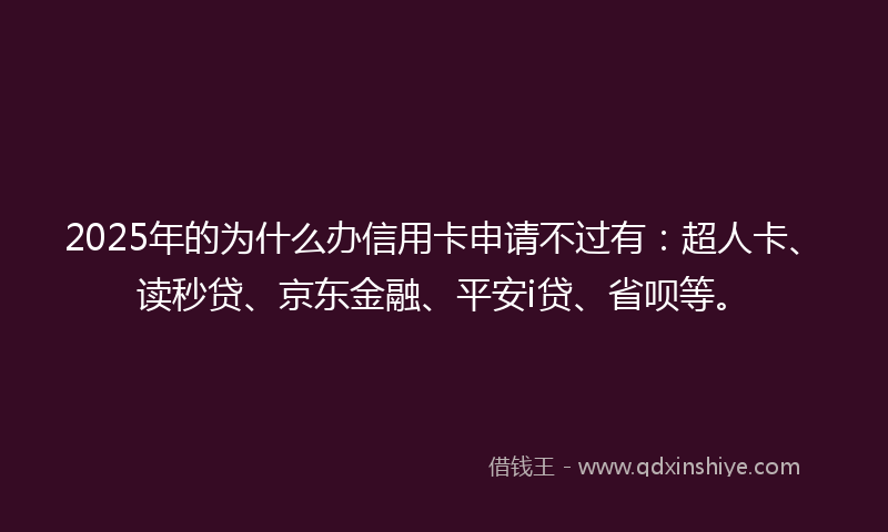 2025年的为什么办信用卡申请不过有：超人卡、读秒贷、京东金融、平安i贷、省呗等。