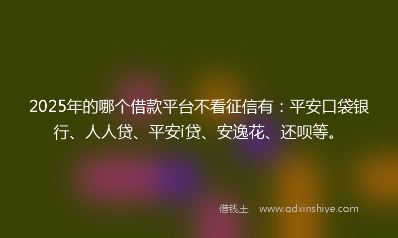2025年的哪个借款平台不看征信有：平安口袋银行、人人贷、平安i贷、安逸花、还呗等。