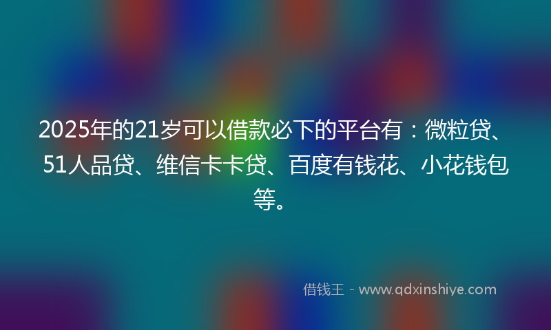 2025年的21岁可以借款必下的平台有：微粒贷、51人品贷、维信卡卡贷、百度有钱花、小花钱包等。