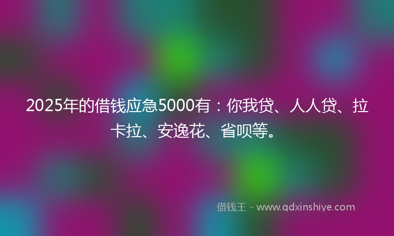2025年的借钱应急5000有：你我贷、人人贷、拉卡拉、安逸花、省呗等。