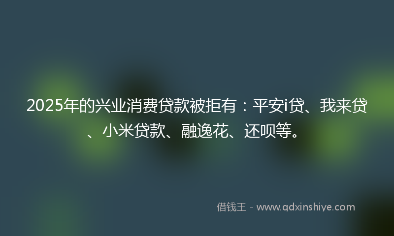 2025年的兴业消费贷款被拒有：平安i贷、我来贷、小米贷款、融逸花、还呗等。