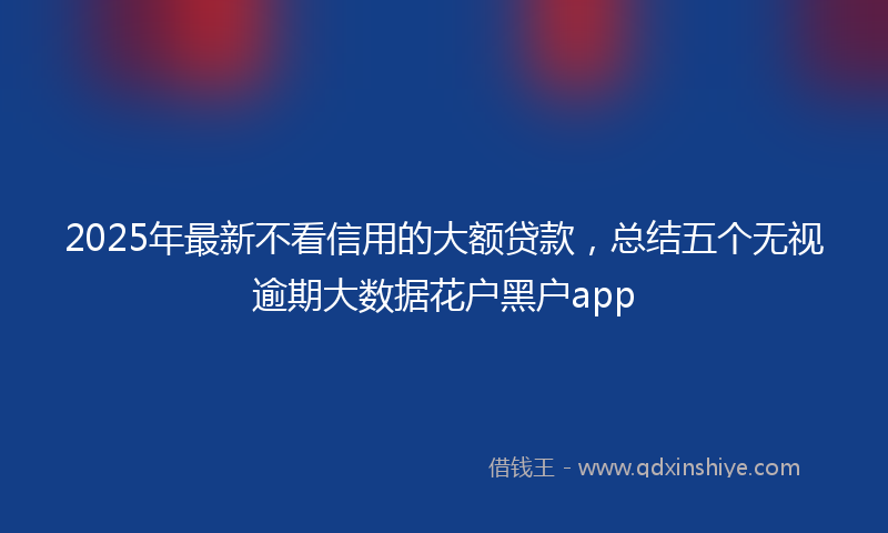 2025年最新不看信用的大额贷款，总结五个无视逾期大数据花户黑户app