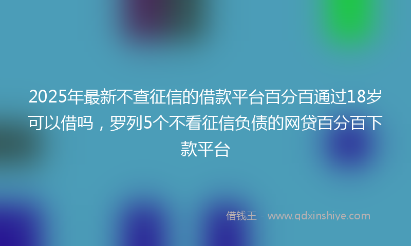 2025年最新不查征信的借款平台百分百通过18岁可以借吗，罗列5个不看征信负债的网贷百分百下款平台