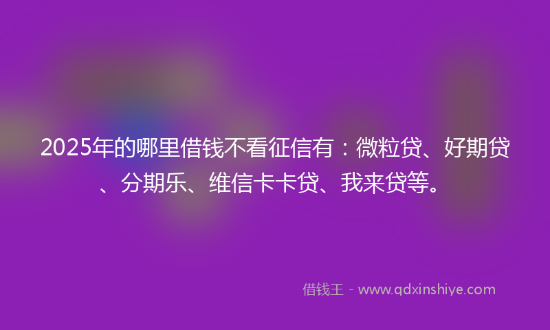 2025年的哪里借钱不看征信有：微粒贷、好期贷、分期乐、维信卡卡贷、我来贷等。