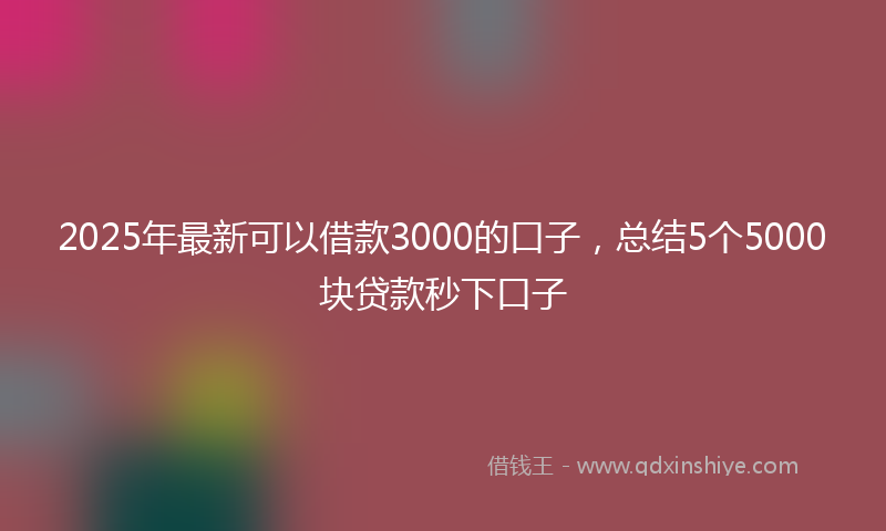 2025年最新可以借款3000的口子，总结5个5000块贷款秒下口子