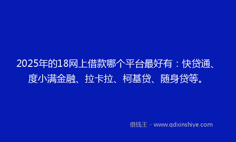 2025年的18网上借款哪个平台最好有：快贷通、度小满金融、拉卡拉、柯基贷、随身贷等。