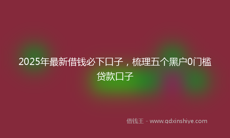 2025年最新借钱必下口子，梳理五个黑户0门槛贷款口子