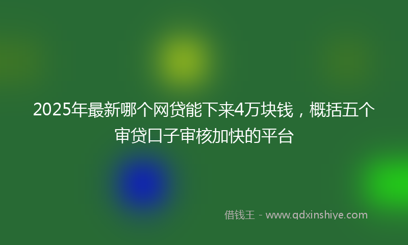 2025年最新哪个网贷能下来4万块钱，概括五个审贷口子审核加快的平台