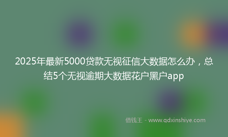 2025年最新5000贷款无视征信大数据怎么办，总结5个无视逾期大数据花户黑户app