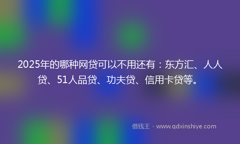 2025年的哪种网贷可以不用还有：东方汇、人人贷、51人品贷、功夫贷、信用卡贷等。
