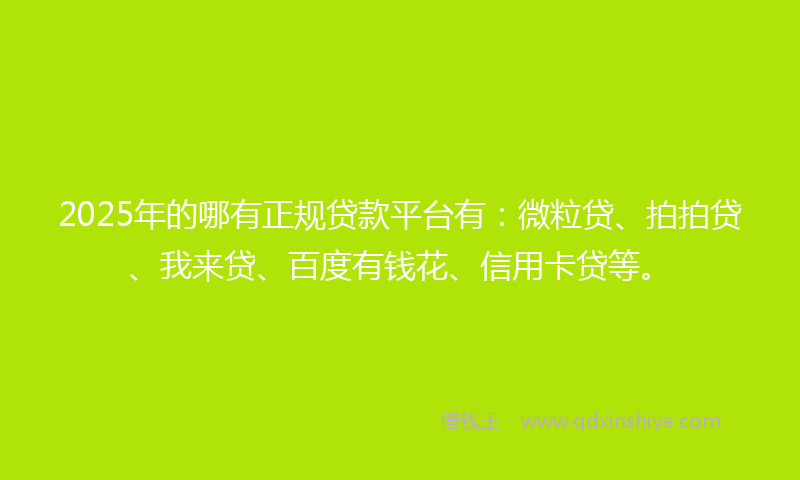 2025年的哪有正规贷款平台有：微粒贷、拍拍贷、我来贷、百度有钱花、信用卡贷等。