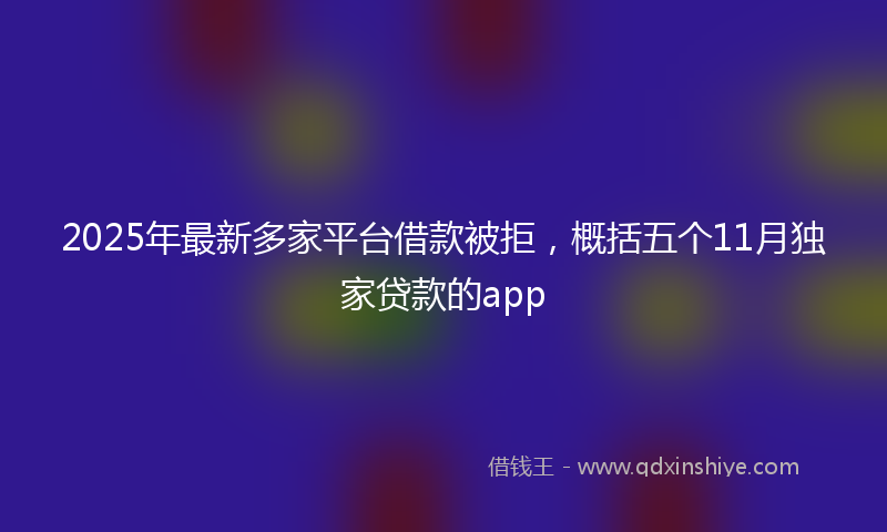 2025年最新多家平台借款被拒，概括五个11月独家贷款的app