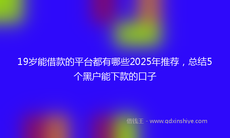 19岁能借款的平台都有哪些2025年推荐，总结5个黑户能下款的口子