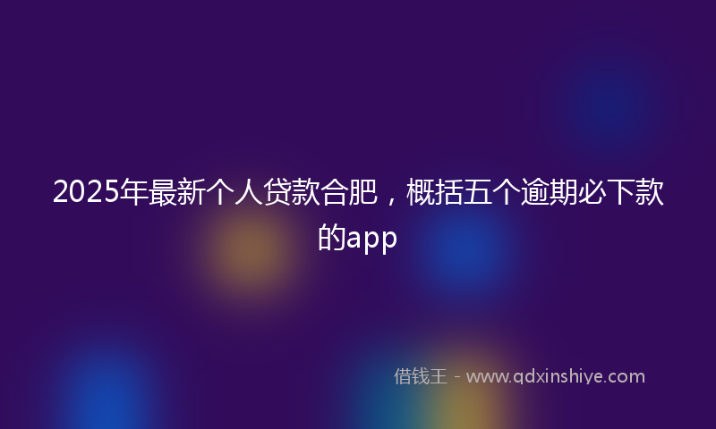2025年最新个人贷款合肥，概括五个逾期必下款的app