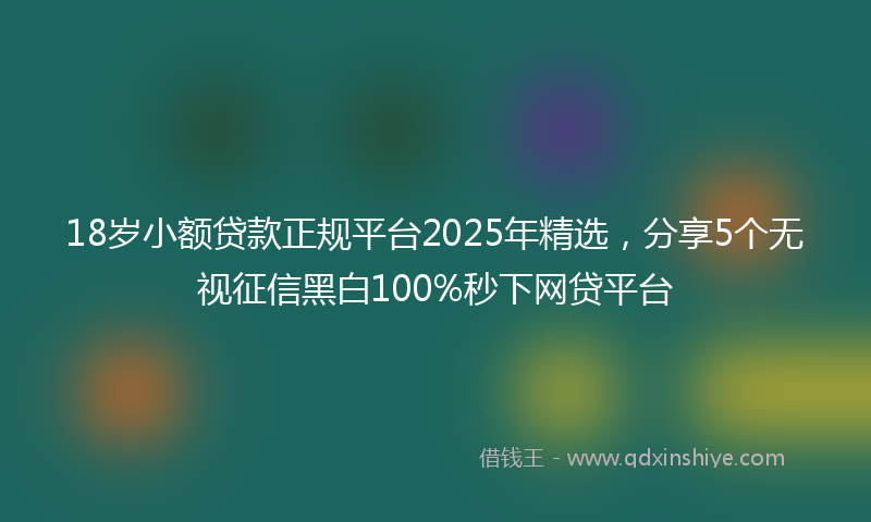 18岁小额贷款正规平台2025年精选，分享5个无视征信黑白100%秒下网贷平台