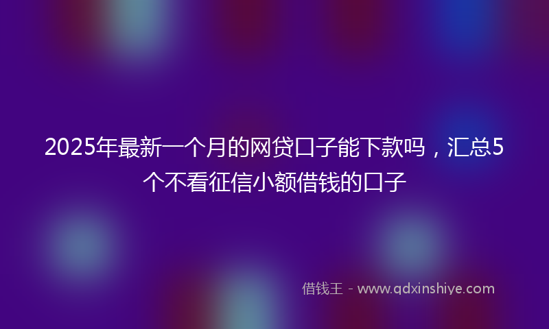 2025年最新一个月的网贷口子能下款吗，汇总5个不看征信小额借钱的口子