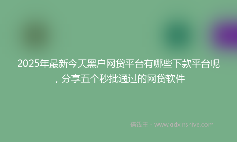 2025年最新今天黑户网贷平台有哪些下款平台呢，分享五个秒批通过的网贷软件
