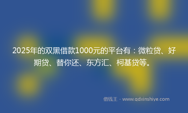 2025年的双黑借款1000元的平台有：微粒贷、好期贷、替你还、东方汇、柯基贷等。