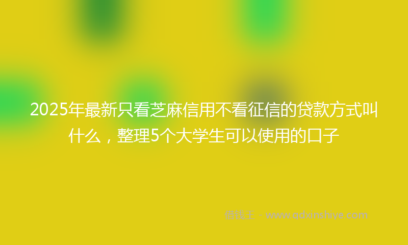 2025年最新只看芝麻信用不看征信的贷款方式叫什么，整理5个大学生可以使用的口子