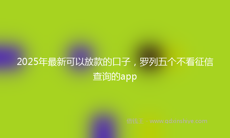 2025年最新可以放款的口子，罗列五个不看征信查询的app