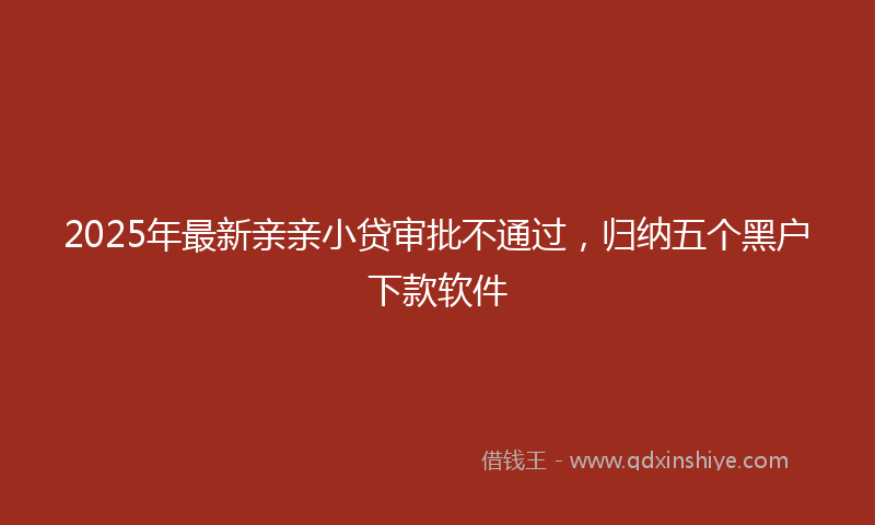2025年最新亲亲小贷审批不通过，归纳五个黑户下款软件