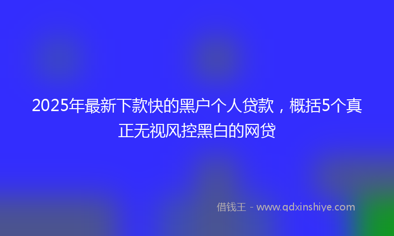 2025年最新下款快的黑户个人贷款，概括5个真正无视风控黑白的网贷