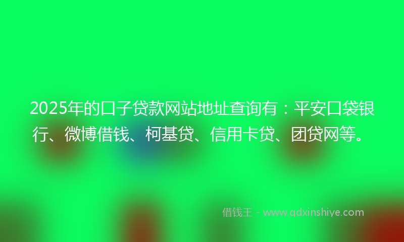 2025年的口子贷款网站地址查询有：平安口袋银行、微博借钱、柯基贷、信用卡贷、团贷网等。