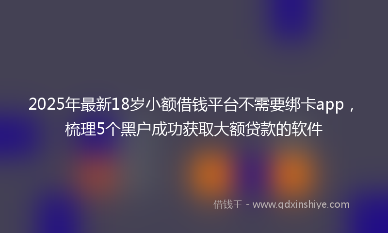 2025年最新18岁小额借钱平台不需要绑卡app，梳理5个黑户成功获取大额贷款的软件