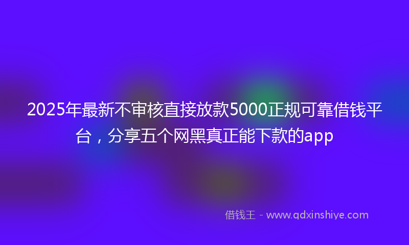 2025年最新不审核直接放款5000正规可靠借钱平台，分享五个网黑真正能下款的app