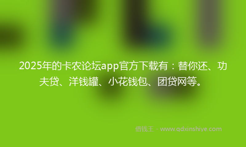 2025年的卡农论坛app官方下载有：替你还、功夫贷、洋钱罐、小花钱包、团贷网等。